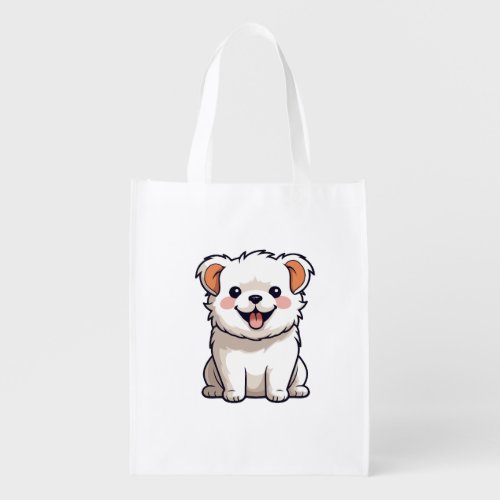 Cute Kawaii Puppy Vinyl Sticker - Adorable Cartoon Grocery Bag