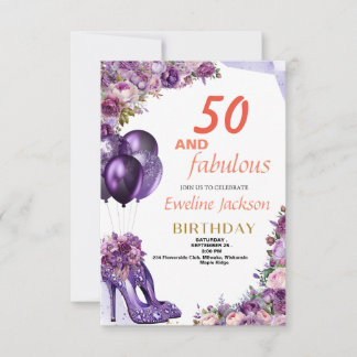 Cute Kawaii Purple Birthday Invitation