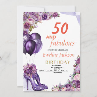 Cute Kawaii Purple Birthday Invitation