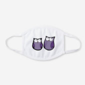 Cute Kawaii Purple Owls White Cotton Face Mask (Front)