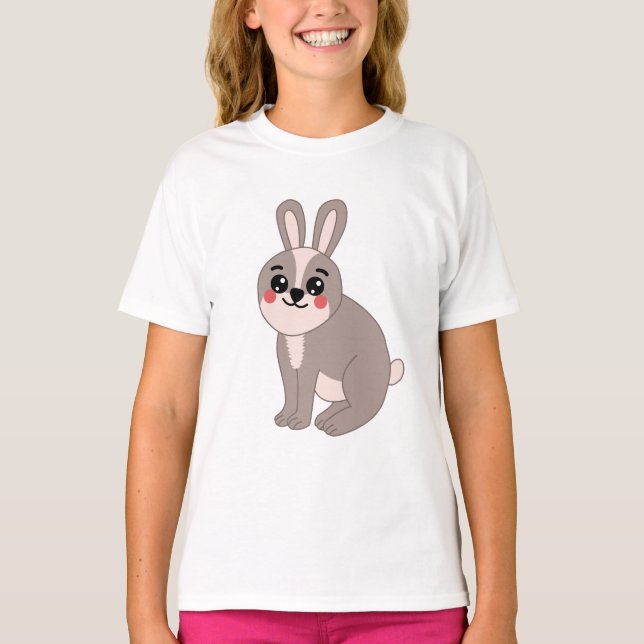 Cute Kawaii Rabbit Illustration T-Shirt (Front)