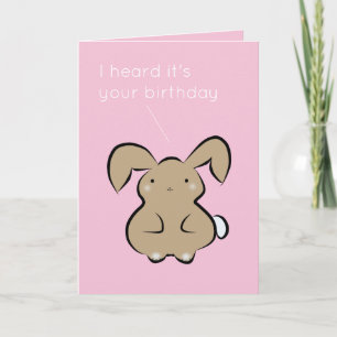 Cute kawaii rabbit pink personalized birthday card