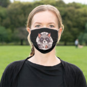 Cute Kawaii Raccoon eating Cookie Gift Adult Cloth Face Mask (Outside)