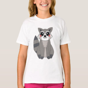 Cute Kawaii Raccoon Illustration T-Shirt