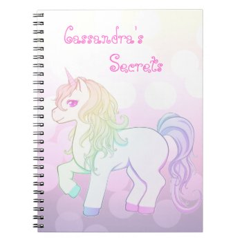 Cute Kawaii Rainbow Colored Unicorn Pony Notebook by DiaSuuArt at Zazzle