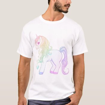 Cute Kawaii Rainbow Colored Unicorn Pony T-shirt by DiaSuuArt at Zazzle