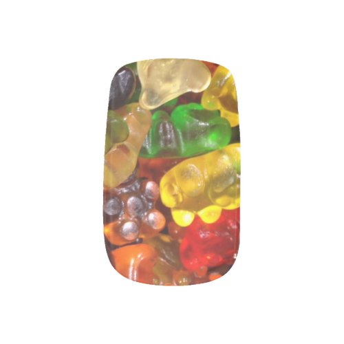 cute kawaii rainbow colorful candy bear gummy minx nail art