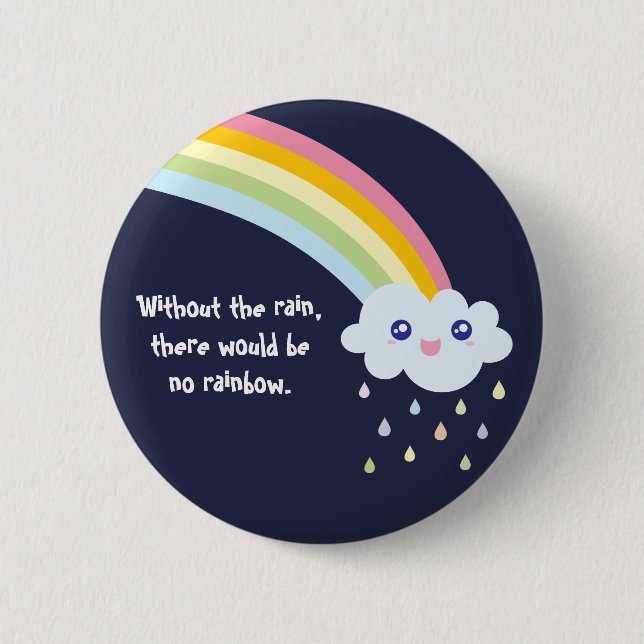 Cute Kawaii Rainbow Famous Inspirational Quote Button (Front)