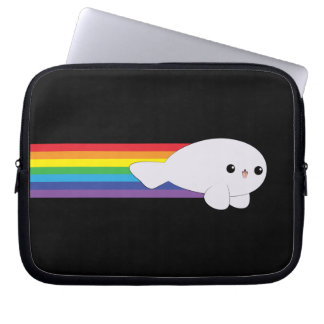 Cute Kawaii Rainbow Rocket Baby Seal laptop sleeve