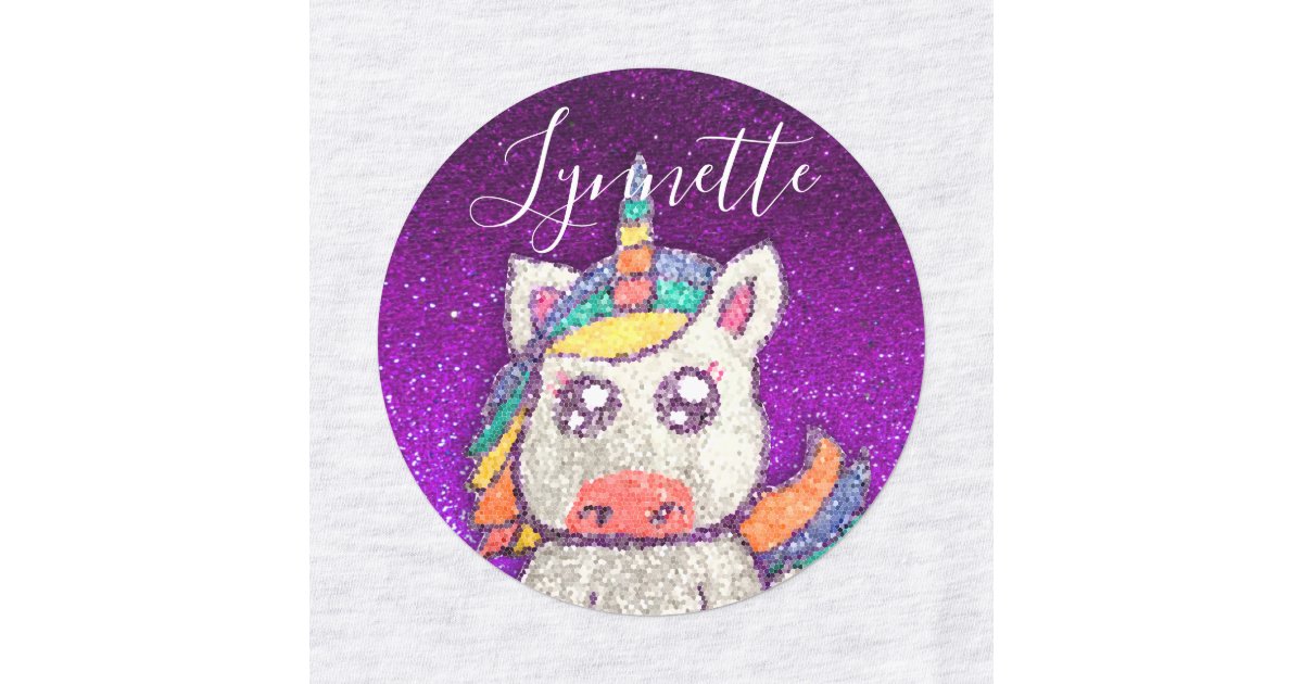 Cute Kawaii Rainbow Unicorn Glitter Sparkles Name Kids Labels