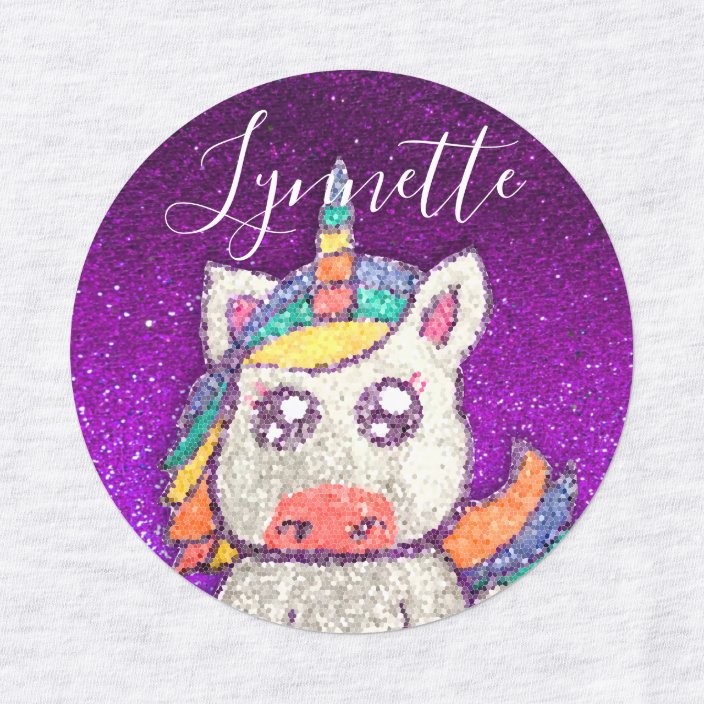 Cute Kawaii Rainbow Unicorn Glitter Sparkles Name Kids Labels