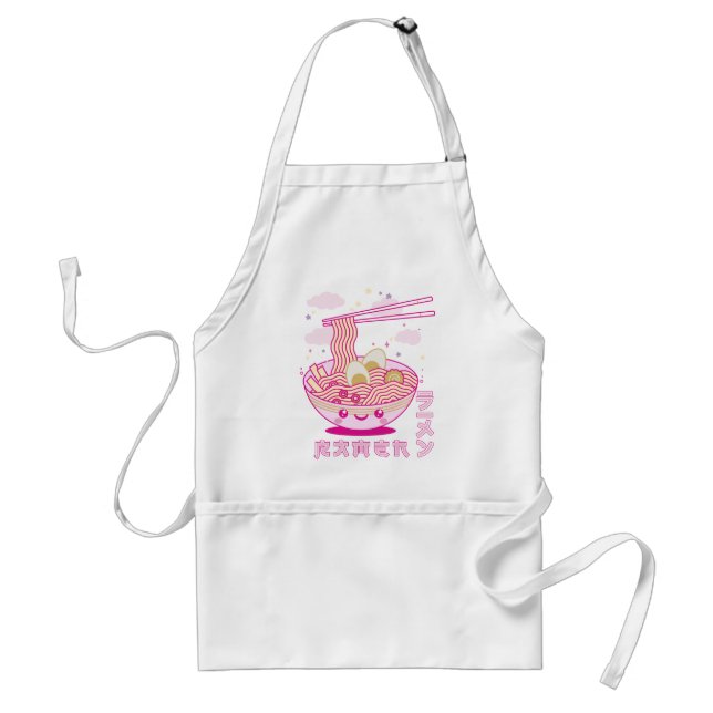 Cute Kawaii Ramen Anime Noodles Ramen Girls, Teens Adult Apron (Front)