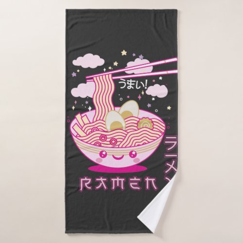 Cute Kawaii Ramen Anime Noodles Ramen Girls Teens Bath Towel