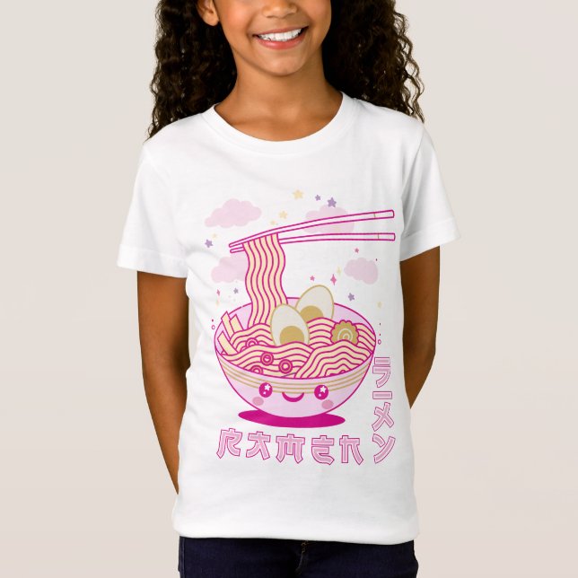 Cute Kawaii Ramen Anime Noodles Ramen Girls, Teens T-Shirt (Front)