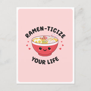 Cute Kawaii Ramen Asian Food Pun Romantic Love Postcard