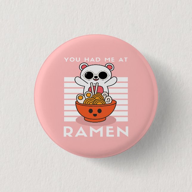 Cute Kawaii Ramen  Button (Front)