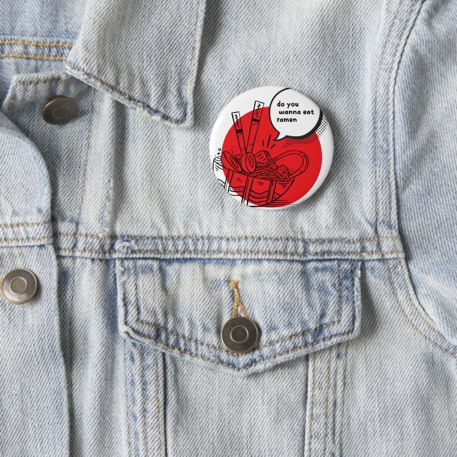 Cute Kawaii Ramen - Funny Japanese Food  Button (In Situ)