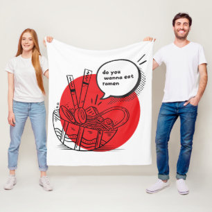Cute Kawaii Ramen - Funny Japanese Food Fleece Blanket