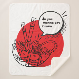 Cute Kawaii Ramen - Funny Japanese Food Sherpa Blanket