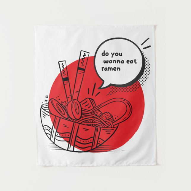 Cute Kawaii Ramen - Funny Japanese Food  Tapestry (Front)