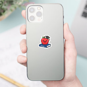 Cute Kawaii Red Apple Wearing Graduation Cap Smart Sticker