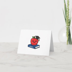 Cute Kawaii Red Apple Wearing Graduation Cap Smart Thank You Card