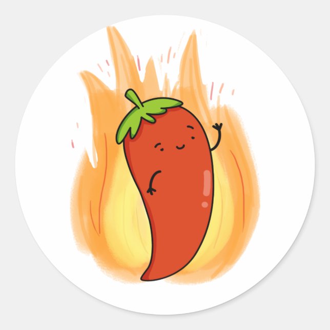 Cute Kawaii Red Hot Chili Classic Round Sticker (Front)