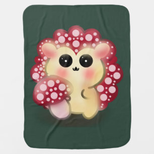 Cute Kawaii Red Mushroom Hedgehog Toadstool Art Baby Blanket