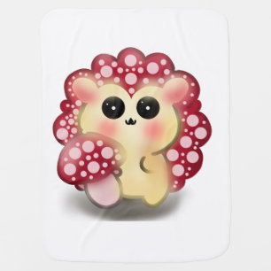 Cute Kawaii Red Mushroom Hedgehog Toadstool Art Baby Blanket