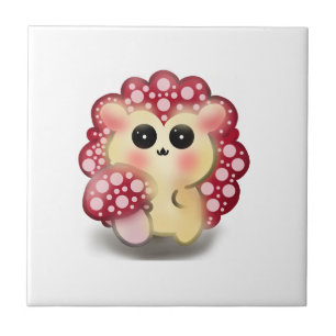 Cute Kawaii Red Mushroom Hedgehog Toadstool Art Ceramic Tile