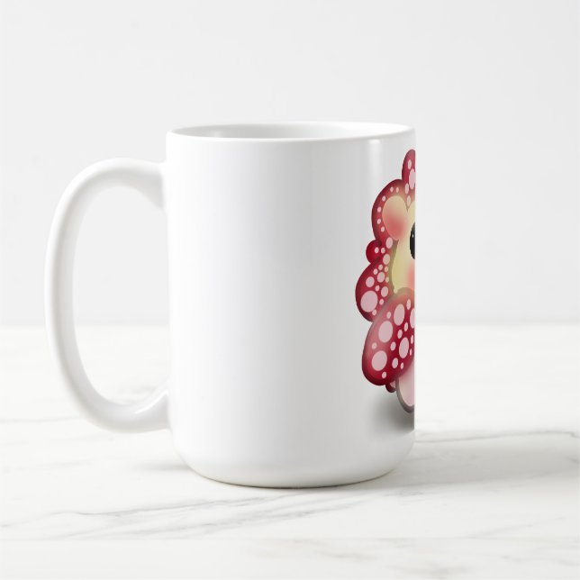 Cute Kawaii Red Mushroom Hedgehog Toadstool Art Coffee Mug (Left)