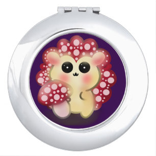 Cute Kawaii Red Mushroom Hedgehog Toadstool Art Compact Mirror