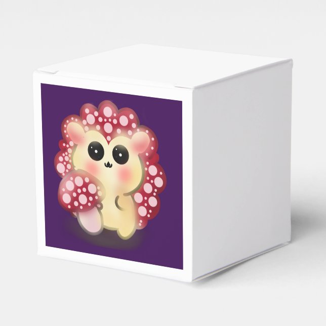 Cute Kawaii Red Mushroom Hedgehog Toadstool Art Favor Boxes (Front Side)