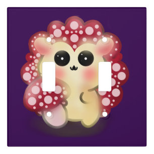 Cute Kawaii Red Mushroom Hedgehog Toadstool Art Light Switch Cover