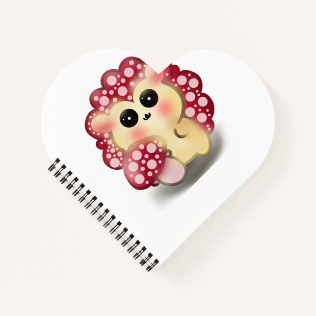 Cute Kawaii Red Mushroom Hedgehog Toadstool Art Notebook (Front)