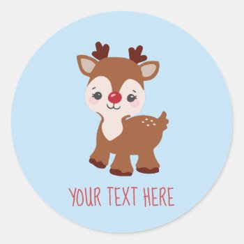 Cute Kawaii Reindeer Personalized Sticker by Eye_for_design at Zazzle