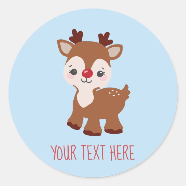Cute Kawaii Reindeer Personalized Sticker (Front)