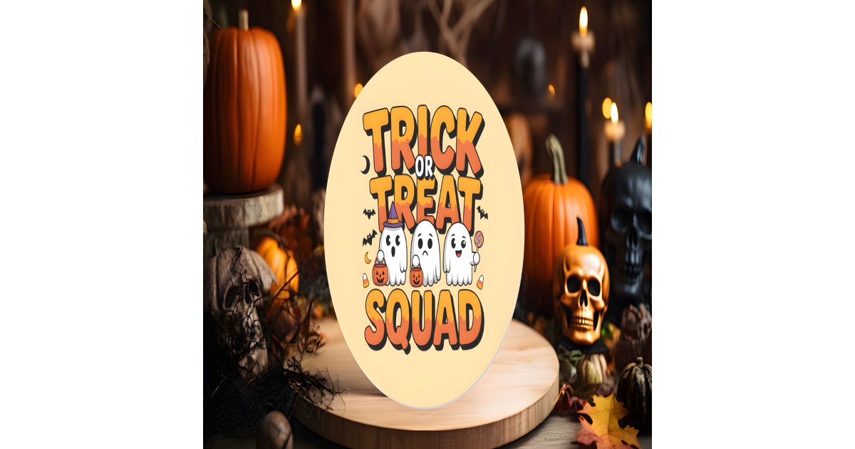 Cute Kawaii Retro Ghost Trick or Treat Halloween Classic Round Sticker ...