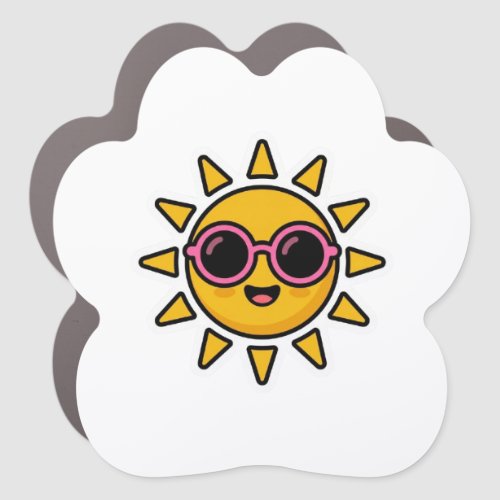 Cute Kawaii Retro Sun Wearing Pink Sunglasses Summ Car Magnet
