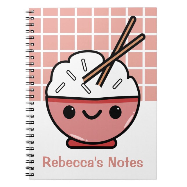 Cute Kawaii Rice Bowl – Personalized  Notebook (Front)
