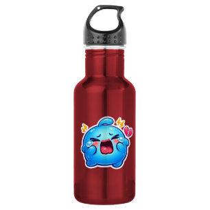 Cute Kawaii Sad Blue Slime Crying with Broken Hear Stainless Steel Water Bottle