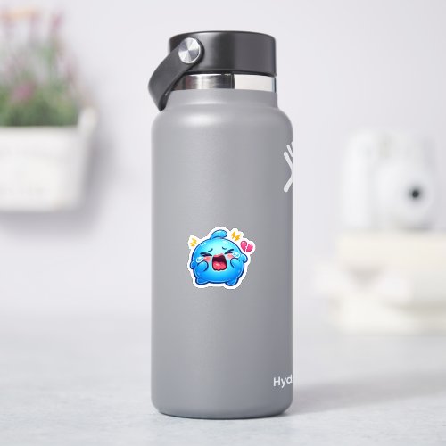 Cute Kawaii Sad Blue Slime Crying with Broken Hear Sticker