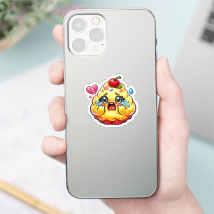 Cute Kawaii Sad Cupcake Crying with Broken Heart S Sticker