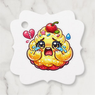 Cute Kawaii Sad Cupcake Crying with Broken Sticker Favor Tags