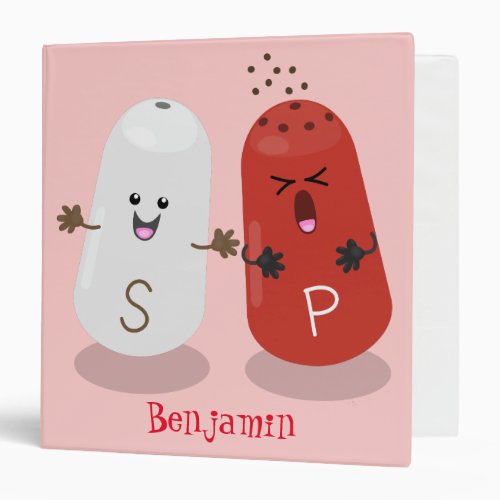 Cute kawaii salt and pepper shakers cartoon 3 ring binder