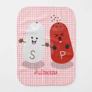 Cute kawaii salt and pepper shakers cartoon baby burp cloth