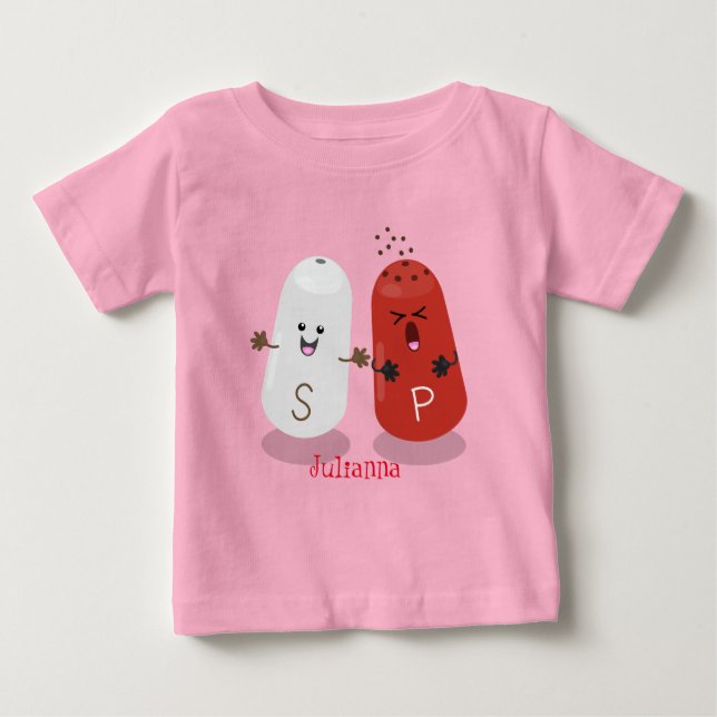 Cute kawaii salt and pepper shakers cartoon baby T-Shirt (Front)