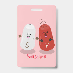 Cute kawaii salt and pepper shakers cartoon badge
