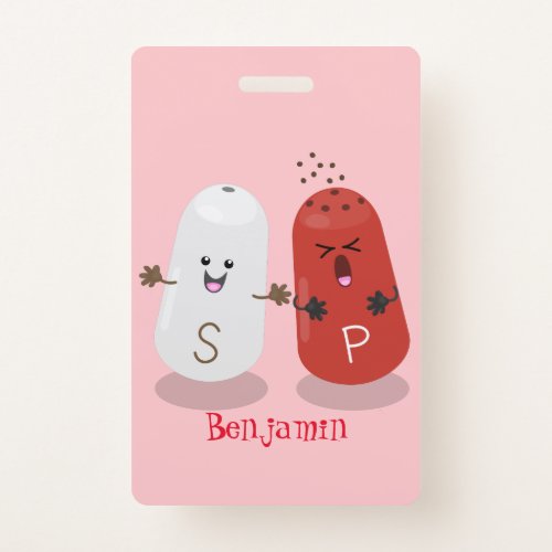 Cute kawaii salt and pepper shakers cartoon badge