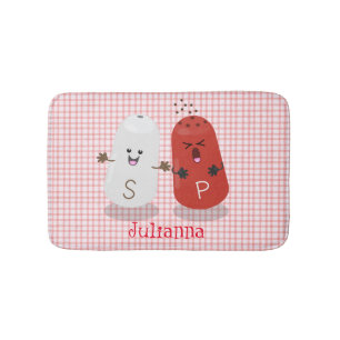 Cute kawaii salt and pepper shakers cartoon bath mat